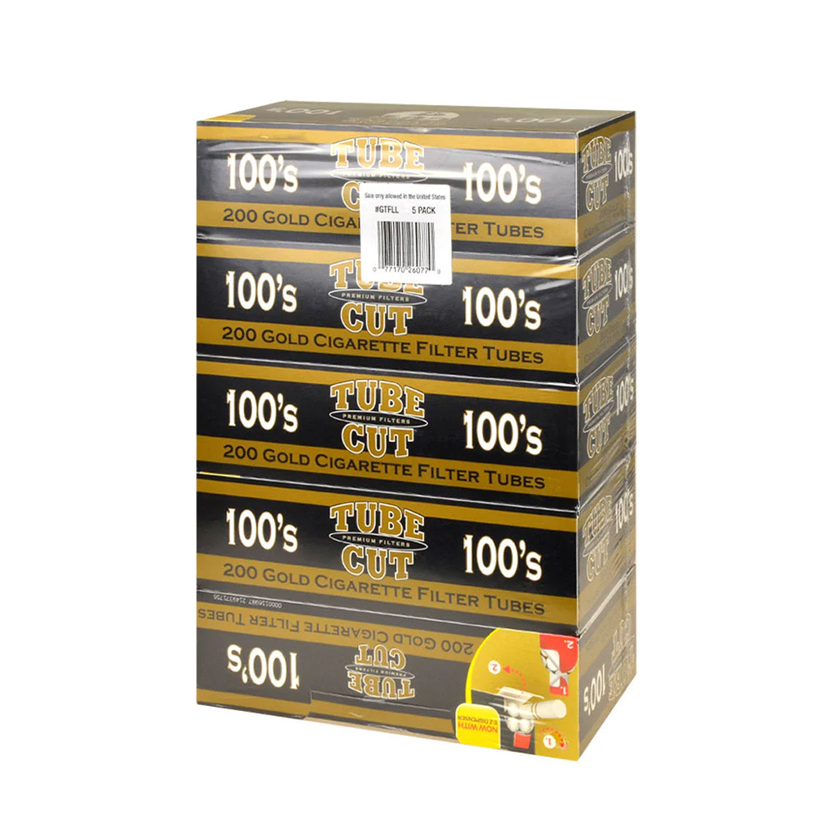 Gambler Gold 100's Light Cigarette Filter Tubes - 2 Boxes (200 Count) + Bonus Case